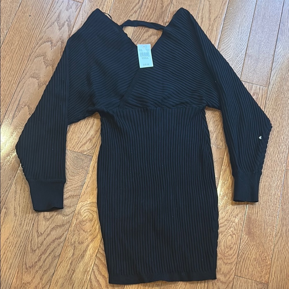 Black Ribbed Knit Dress